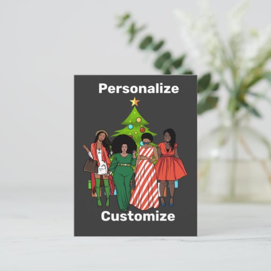 Melanin Kerst Zwart Sista Personaliseer op maat Briefkaart (Staand voorkant)