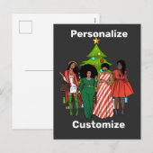 Melanin Kerst Zwart Sista Personaliseer op maat Feestdagenkaart (Voorkant / Achterkant)