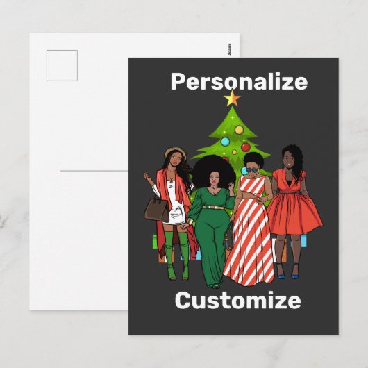 Melanin Kerst Zwart Sista Personaliseer op maat Feestdagenkaart (Voorkant / Achterkant)