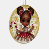 Melanin Kerstmis Meisje Keramische Kerstversiering Keramisch Ornament (Rechts)
