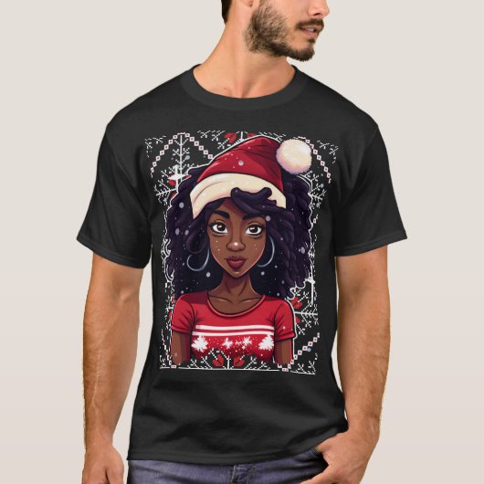 Melanin Kerstwinter Black Girl Magic Sista T- T-shirt (Voorkant)