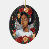 Melanin Kerstwinter Zwart meisje Magic Sista Keramisch Ornament (Rechts)