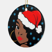 Melanin Kerstwinter Zwart meisje Magic Sista Keramisch Ornament (Links)