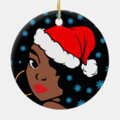 Melanin Kerstwinter Zwart meisje Magic Sista Keramisch Ornament (Achterkant)