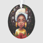 Melanin Kerstwinter Zwart meisje Magic Sista Ornament (voorkant)
