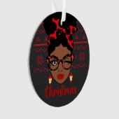 Melanin Kerstwinter Zwart meisje Magic Sista Ornament (voorkant)