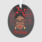Melanin Kerstwinter Zwart meisje Magic Sista Ornament (voorkant)