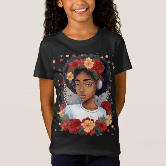 Melanin Kerstwinter Zwart meisje Magic Sista T-shirt (Voorkant)