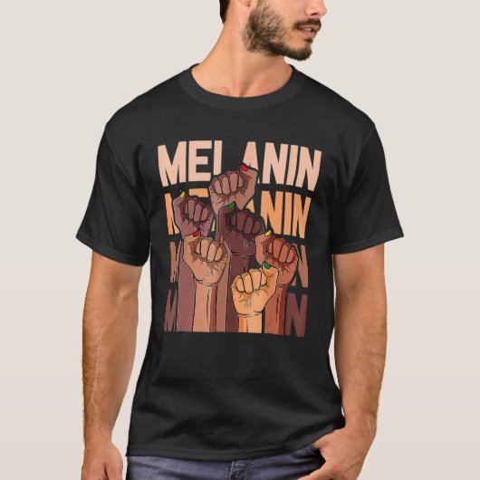 Melanin Leaders Power Fist Hand African Black Hist T-shirt (Voorkant)
