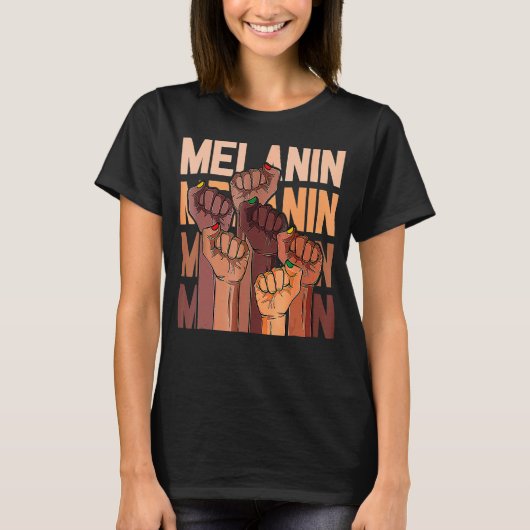 Melanin Leaders Power Fist Hand African Black Hist T-shirt (Voorkant)