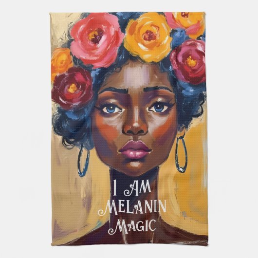 Melanin Magic Floral Portrait Theedoek (Verticaal)