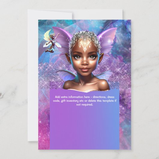 Melanin pixie fairy wings meisje prinses kaart (Achterkant)