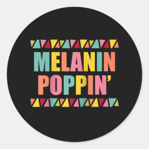 Melanin Poppin 1990 Hip Hop Dance Black Pride Ronde Sticker