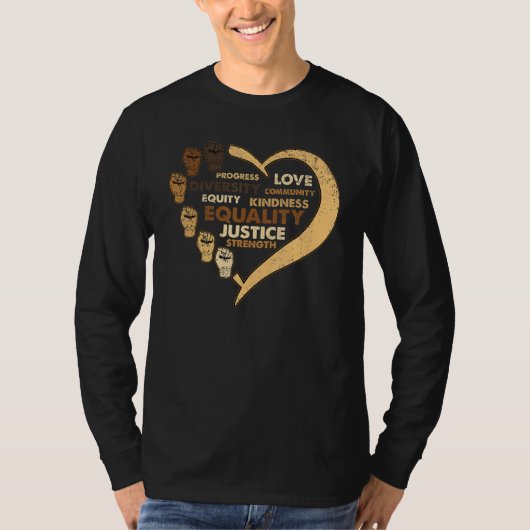 Melanin Power Fist Heart Black History Month BLM A T-shirt (Voorkant)
