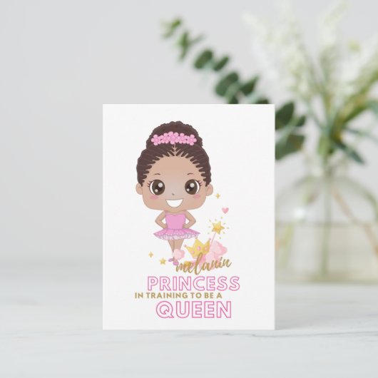 Melanin Princess Training to be Queen Ballerina Briefkaart (Staand voorkant)