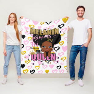 Melanin Princess Training to be Queen Lilibet Gift Fleece Deken