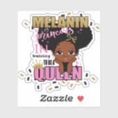 Melanin Prinses in Opleiding Tot Koningin Lilibet  Sticker (Vel)