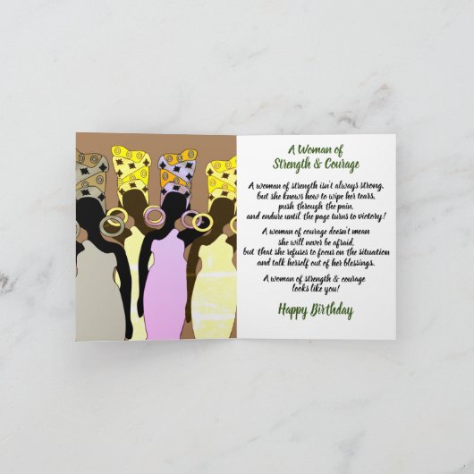 Melanin Queen African American Birthday Card Bedankkaart (Binnen)