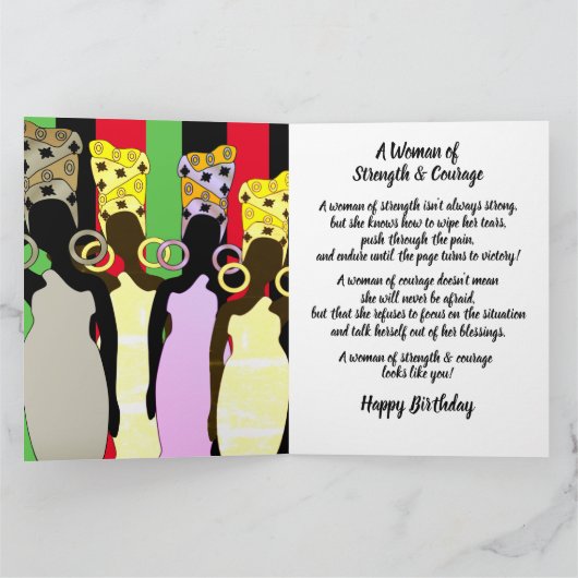 Melanin Queen African American Birthday Card Kaart (Binnen)