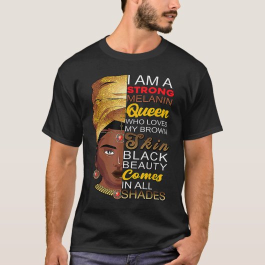 Melanin Queen African American Strong Black Natura T-shirt (Voorkant)