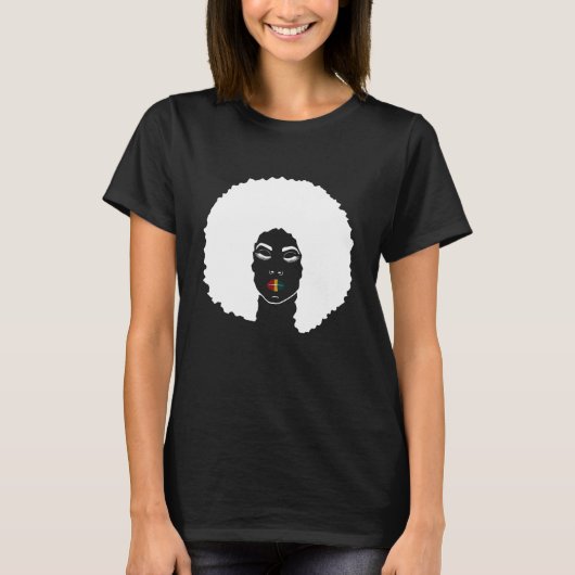 Melanin Queen Afro Queen Lips T-shirt (Voorkant)