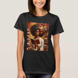 Melanin Queen Afro Vrouwen Opgeleide Leesboek Zwar T-shirt