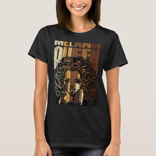 Melanin Queen Black History Month Afro African Pri T-shirt (Voorkant)