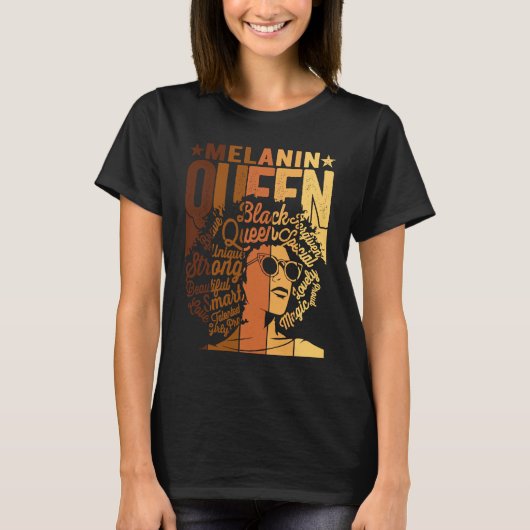 Melanin Queen BLM African American Strong Black Na T-shirt (Voorkant)
