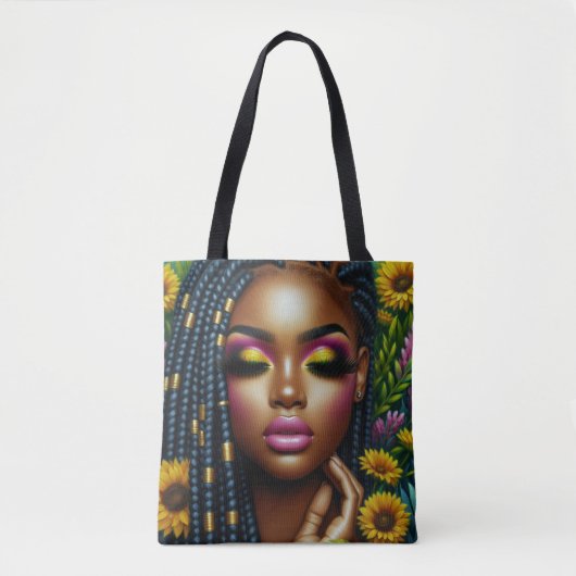 Melanin Queen Floral Canvas tas (Voorkant)