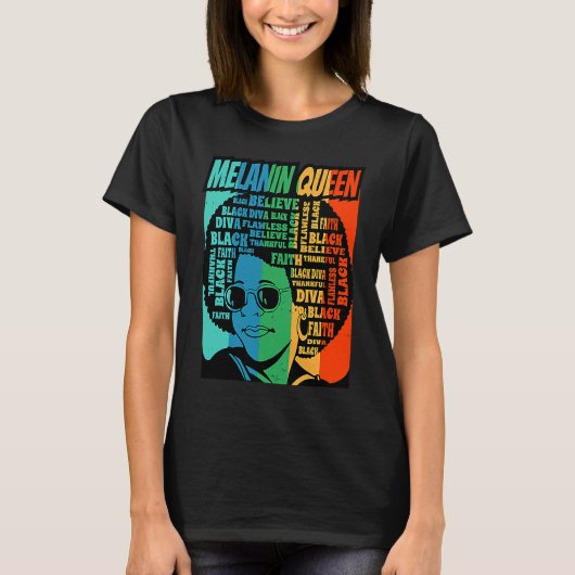 Melanin Queen Hair Lyrics Pride BHM T-shirt (Voorkant)