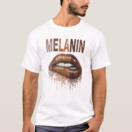 Melanin Queen Lips Black History Mah Pride Afric T-shirt (Voorkant)