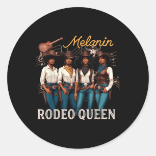 Melanin Rodeo Queen Black Cowgirl Afro-Amerikaans Ronde Sticker