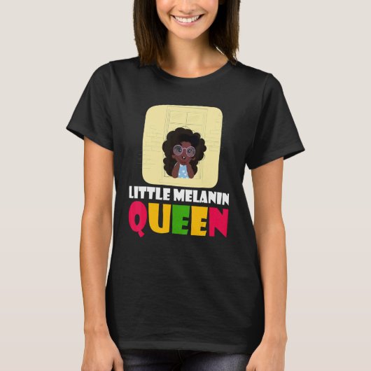 Melanin School Queen Black Afro Girls Melanin Birt T-shirt (Voorkant)