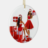 Melanin Sista Zwart Meisje Magic Bruin Huid Meisje Keramisch Ornament (Rechts)