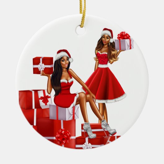 Melanin Sista Zwart Meisje Magic Bruin Huid Meisje Keramisch Ornament (Voorkant)