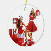 Melanin Sista Zwart Meisje Magic Bruin Huid Meisje Keramisch Ornament (Links)