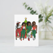 Melanin Sistas Kerstboom & Cadeaus Zwart Meisjes Briefkaart (Staand voorkant)