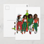 Melanin Sistas Kerstboom & Cadeaus Zwart Meisjes Briefkaart (Voorkant / Achterkant)