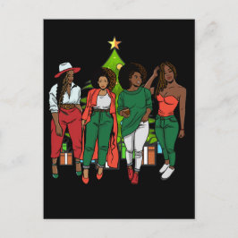 Melanin Sistas Kerstboom & Cadeaus Zwart Meisjes Feestdagenkaart