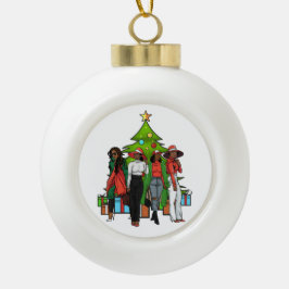 Melanin Sistas Kerstboom Vriendsgiving Sista Keramische Bal Ornament