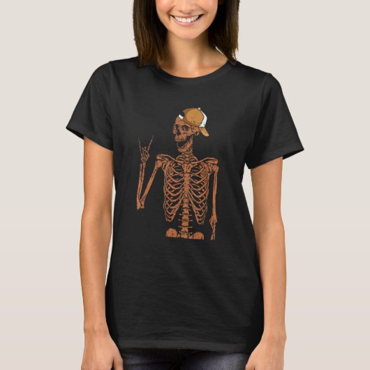 Melanin Skeleton Rock Hand Black History Month BLM T-shirt (Voorkant)
