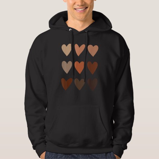 Melanin Skin Tone Hearts, Be Kind, Black History M Hoodie (Voorkant)