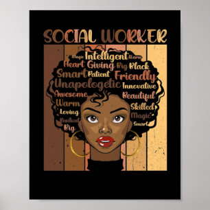 Melanin Social Worker Afro Hair Black Geschiedenis Poster