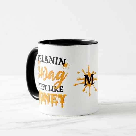 MELANIN Sweet like Honey SWAG Monogram Mok (Voorkant links)