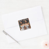 Melanin Twin Sisters in Bibliotheek Gemini Art Vierkante Sticker (Envelop)