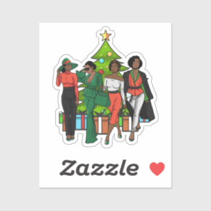 Melanin Vrienden Kerstmis Vriendjes Zwart Sistas Sticker