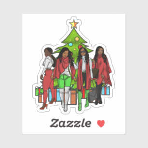 Melanin Vrienden Kerstmis Vriendjes Zwart Sistas Sticker
