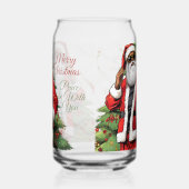 Melanin Vrolijk Kerstfeest 16 oz Can-Shaped Glass Blikvorm Glas (Links)
