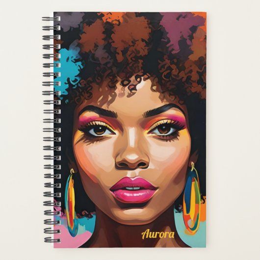 Melanin Woman w/Afro - Pop Art Inspired Planner (Voorkant)