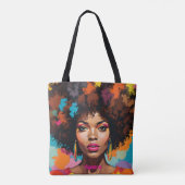 Melanin Woman w/Afro - Pop Art Inspired Tote Bag (Achterkant)